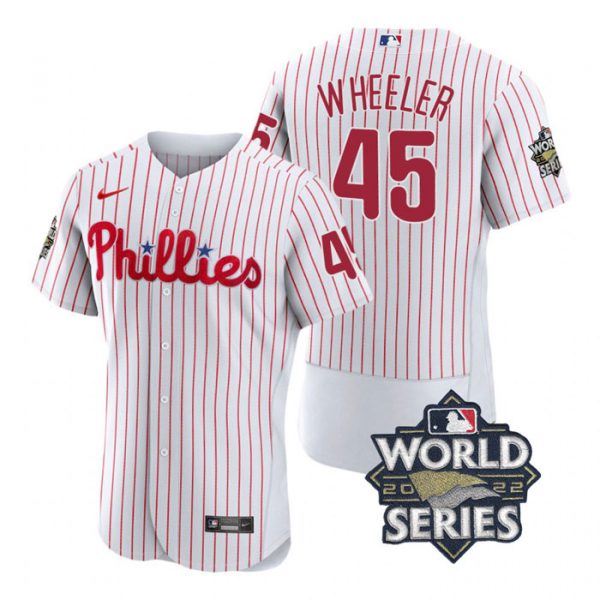 Phillies 45 Zack Wheeler White Nike 2022 World Series Flexbase Jersey->philadelphia phillies->MLB Jersey
